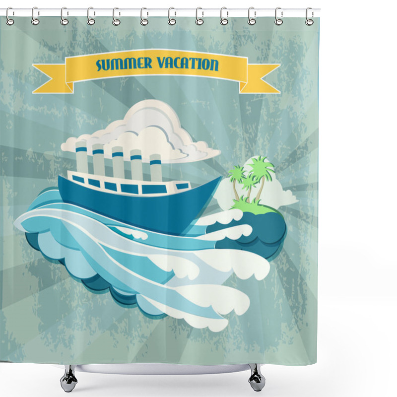 Personality  Summer Vacation Background  Banner Vector Illustration   Shower Curtains