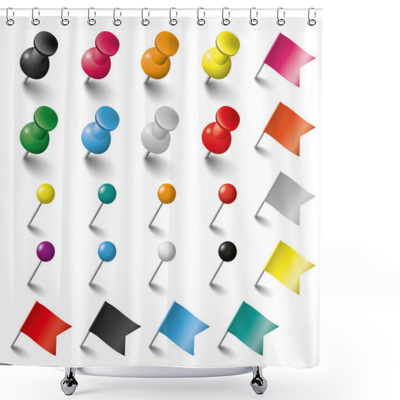 Personality  Pins Flags And Tacks Set Shower Curtains