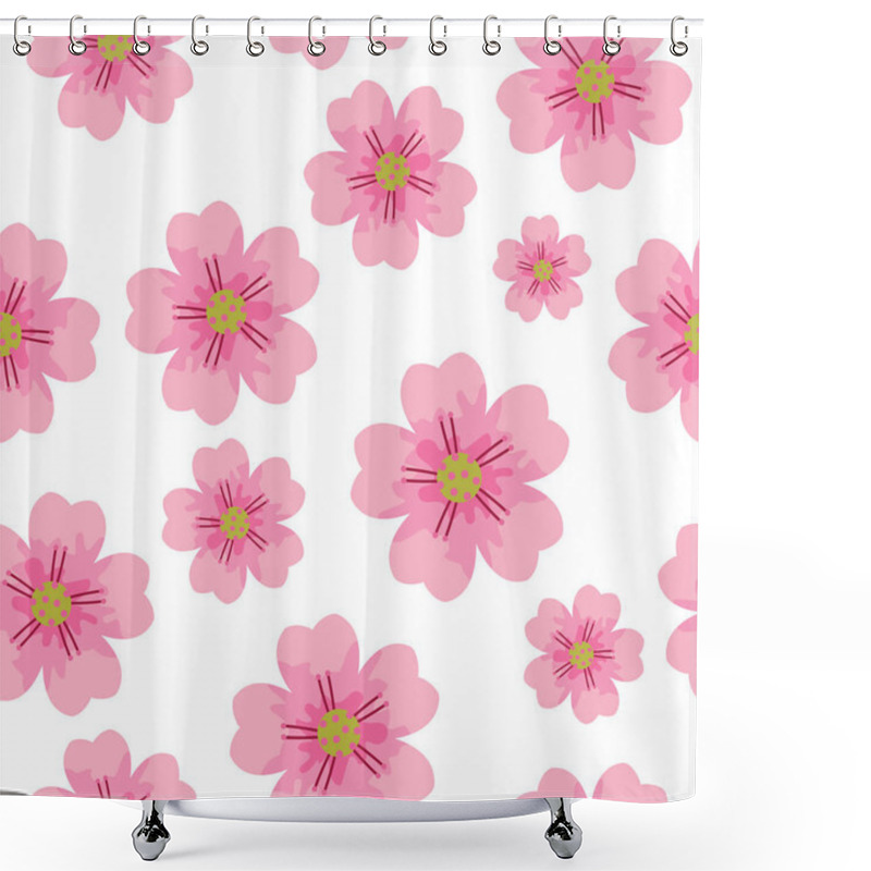 Personality  Cherry Or Sakura Flower Seamless Pattern Element. Elegant Texture For Backgrounds. Seamless Pattern With Styled Spring Blossoms. Flowering Cherry, Plum Or Sakura - Seamless Vector Pattern Shower Curtains