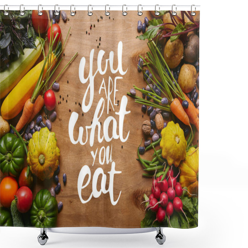 Personality  Frame Of Healthy Food Vegetables And Beans On Wooden Table With 