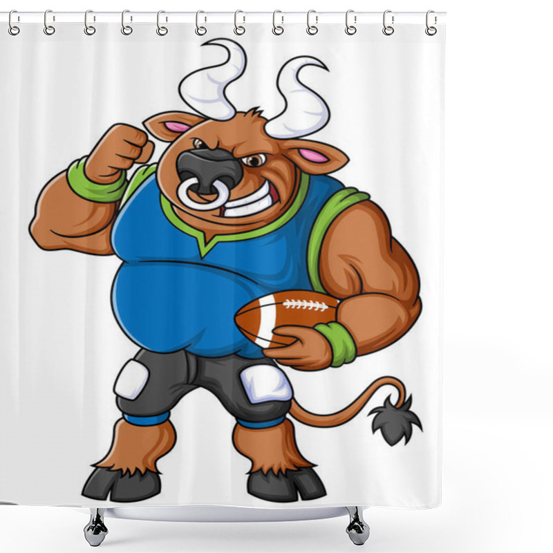 Personality  The Bull Mascot Of American Football Complete With Player Clothe Of Illustration Shower Curtains