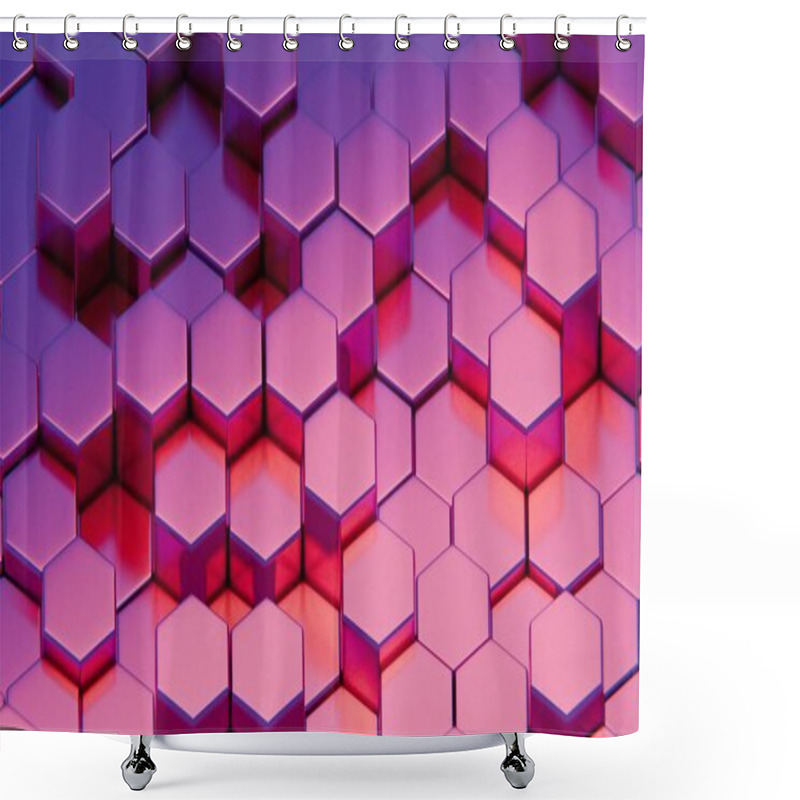 Personality  Modern Hexagonal Tiles With Gradient Lighting Shower Curtains