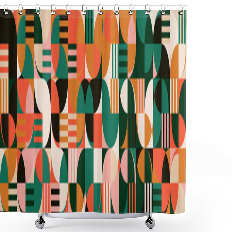 Personality  Bauhaus Inspired Abstract Artwork Made With Vector Design Elements And Bold Geometric Shapes For Poster, Cover, Art, Presentation, Prints, Fabric, Wallpaper And Etc. Shower Curtains