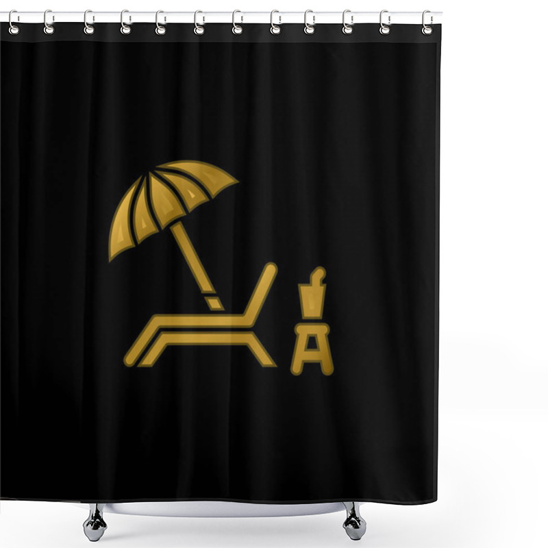 Personality  Beach Chair Gold Plated Metalic Icon Or Logo Vector Shower Curtains