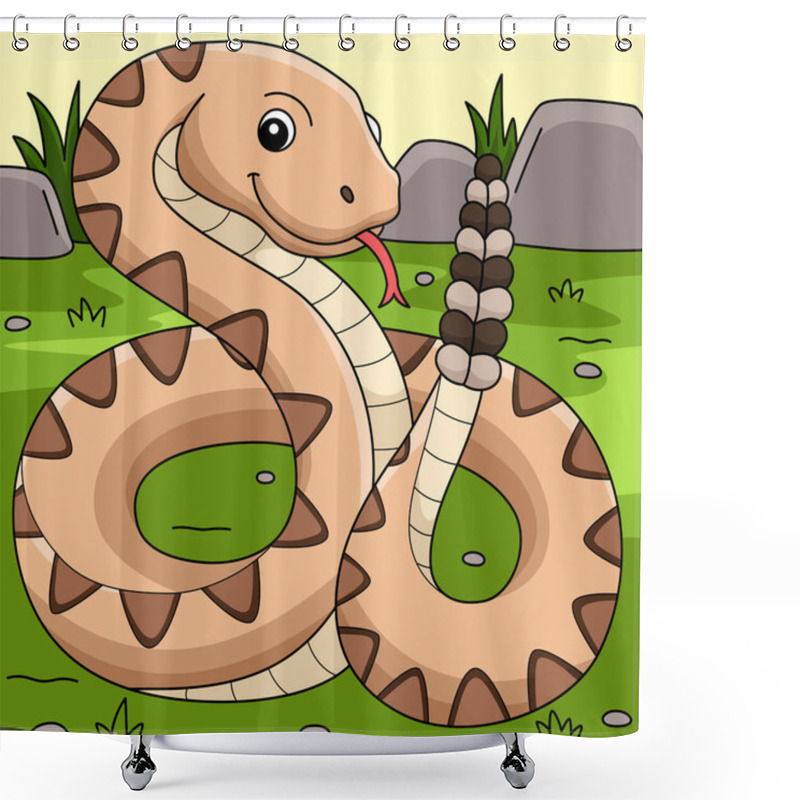 Personality  This Cartoon Clipart Shows A Rattlesnake Animal Illustration Shower Curtains