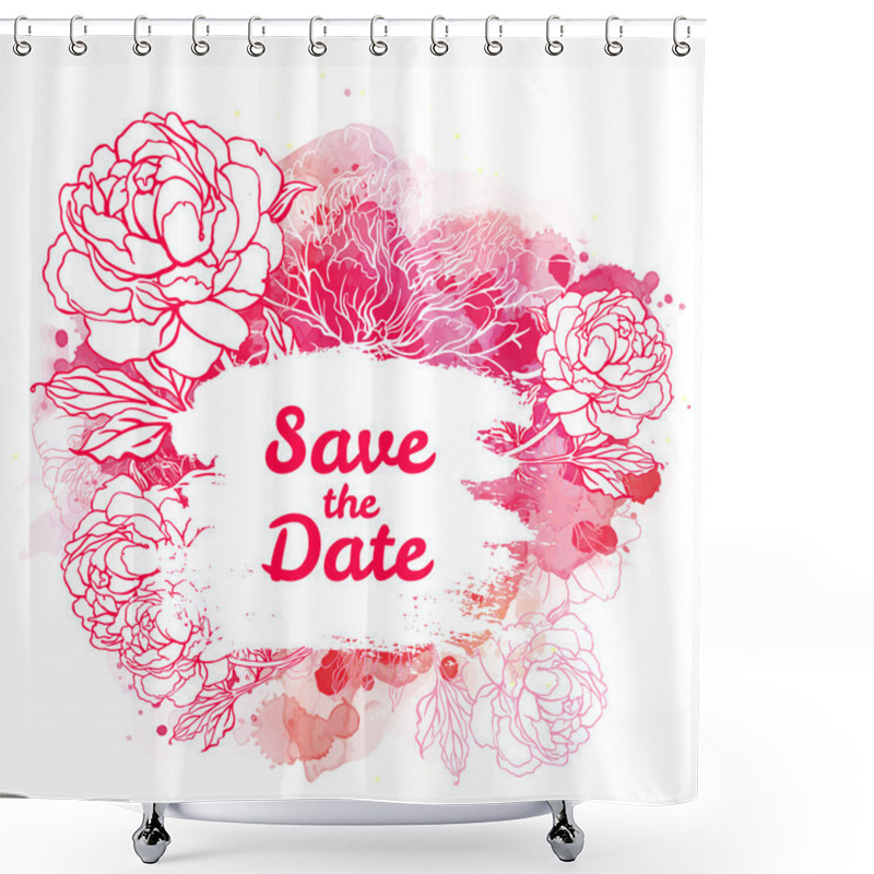 Personality  Beautiful Peonies Bouquet, Greeting Card Shower Curtains