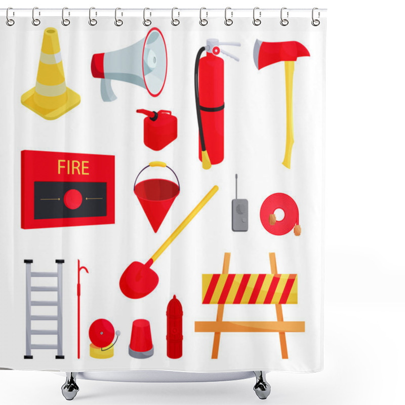 Personality  Firefighter Icons Set, Cartoon Style Shower Curtains