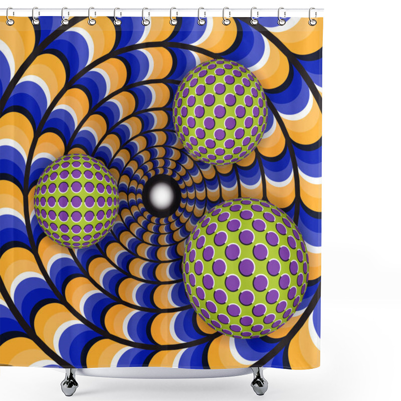 Personality  Optical Illusion Of Rotation Of Three Ball Around Of A Moving Hole Shower Curtains