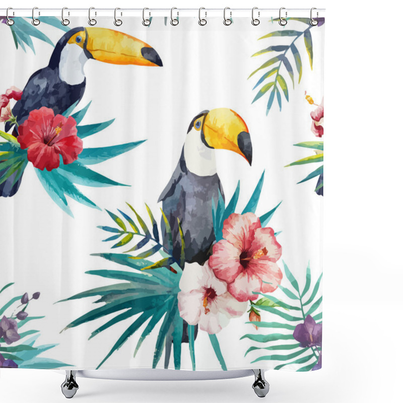 Personality  Tropical Pattern With Birds Shower Curtains