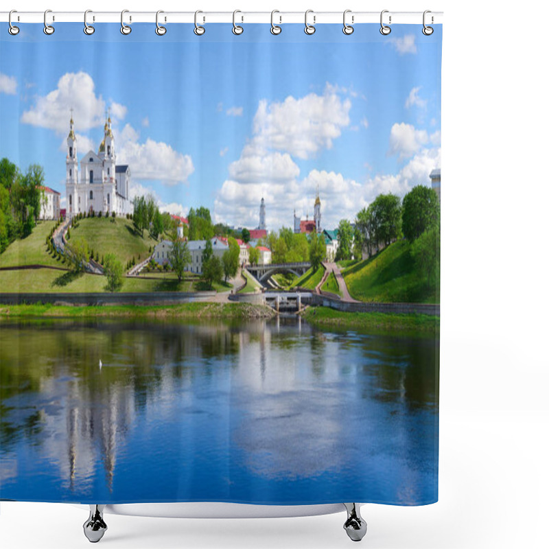 Personality  Beautiful View Of Historical Center Of Vitebsk Over Western Dvina, Belarus Shower Curtains