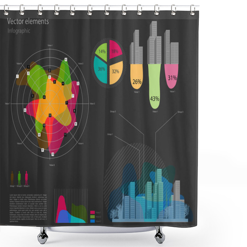 Personality  Set Of Infographic Vector Elements Shower Curtains