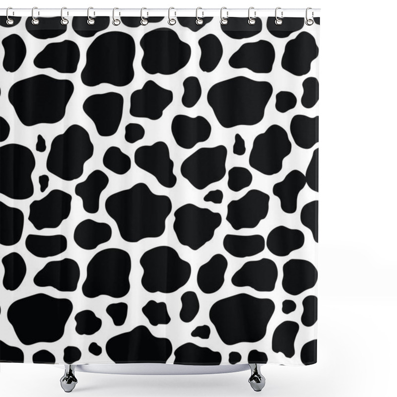 Personality  Vector Black And White Cow Texture Seamless Pattern Background Shower Curtains