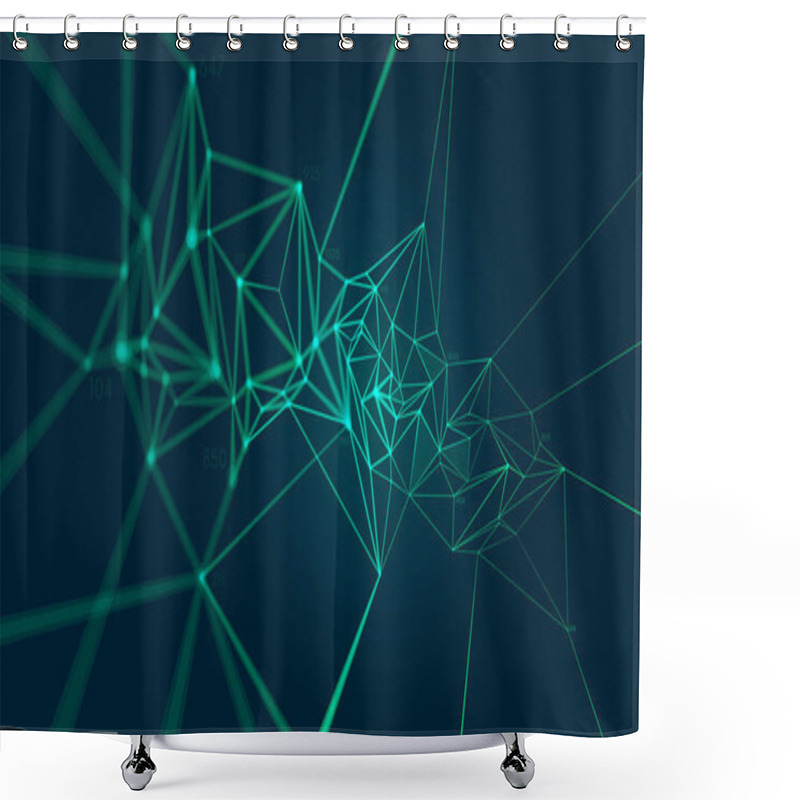 Personality  Network Connection Plexus Structure Forming A Geometric Pattern, Abstract Vector Background Shower Curtains