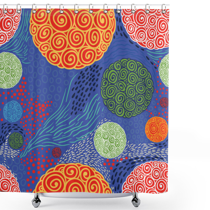 Personality  Blue Abstract Seamless Pattern With Circles Shower Curtains