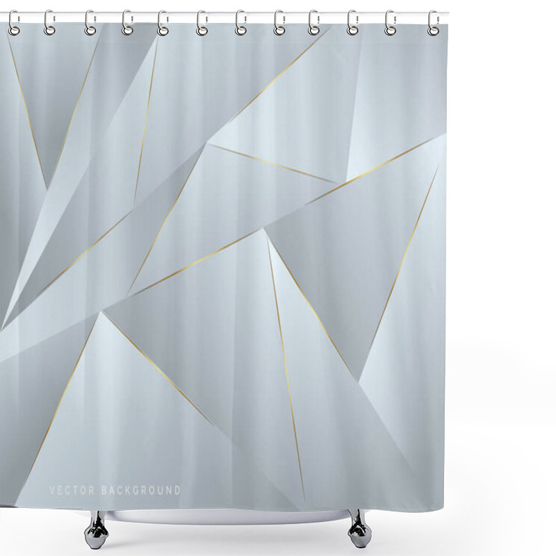 Personality  Abstract Gray Polygon Pattern With Gold Laser Light Lines On Dark Background Luxury Style. Vector Illustrtion Shower Curtains