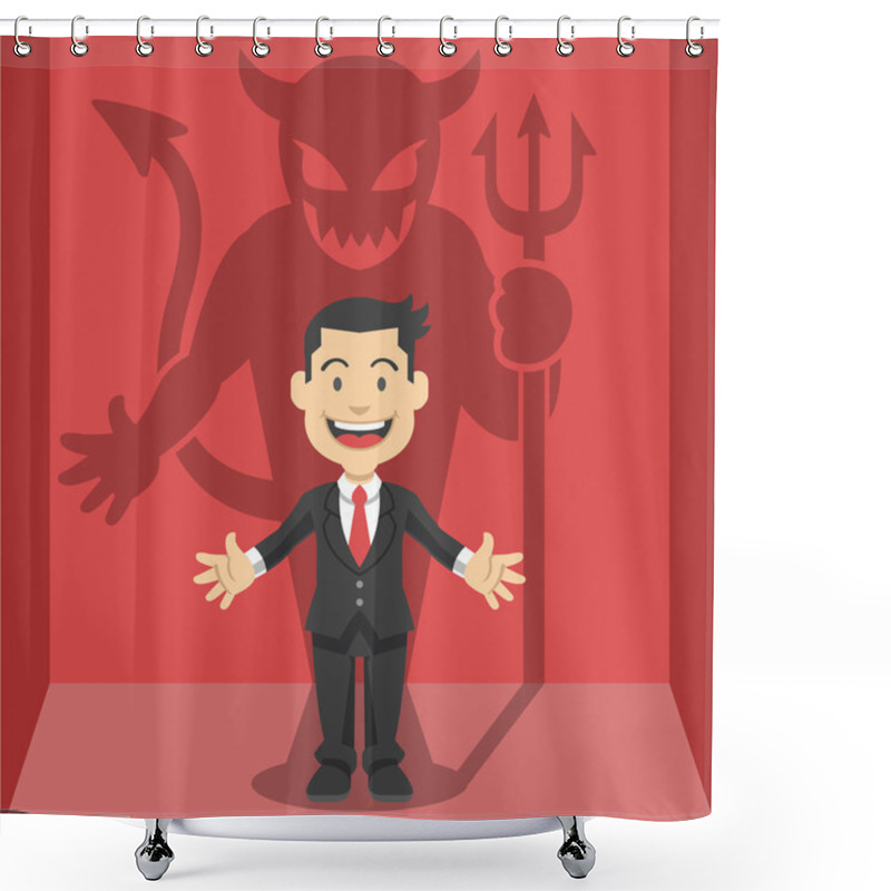 Personality  Businessman's Shadow. Vector Flat Illustration Shower Curtains