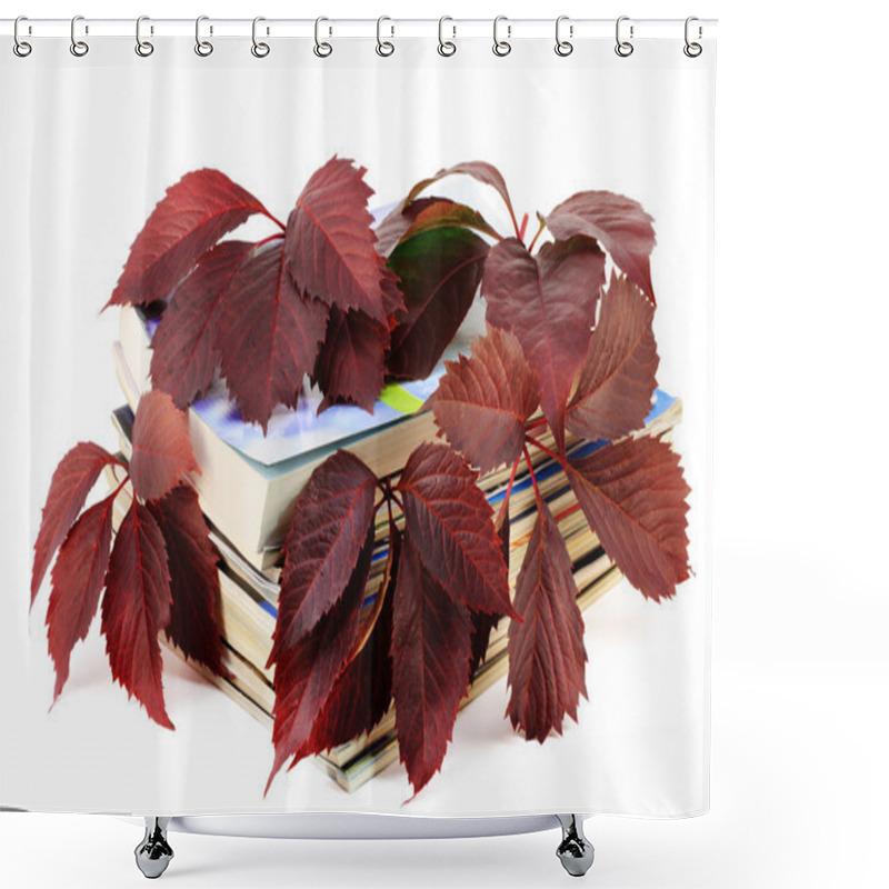 Personality  Magazines With Red Autumn Grapes Leaves Shower Curtains