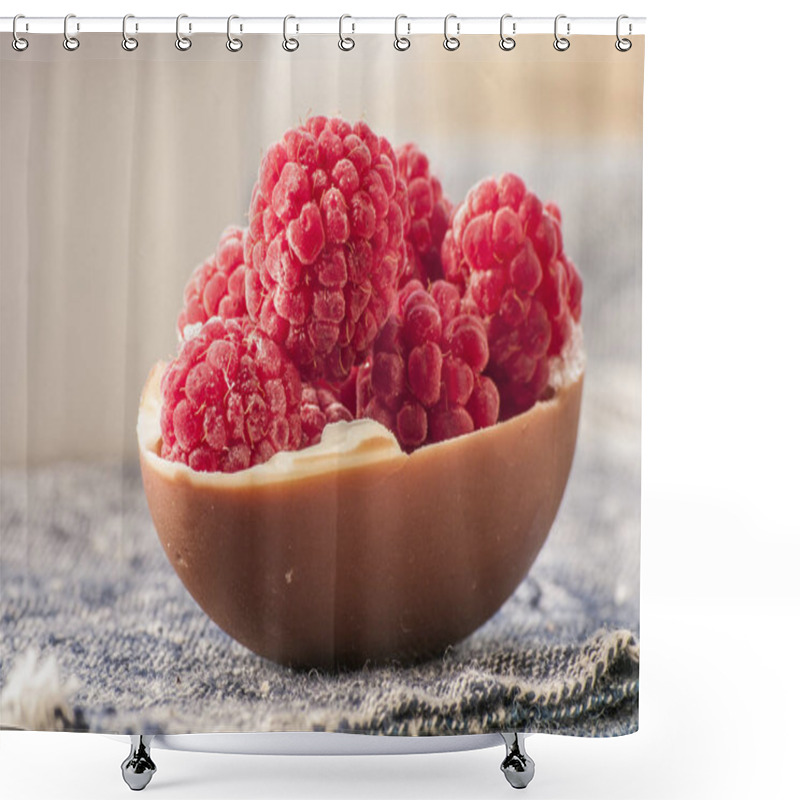 Personality  Raspberries In Chocolate Egg Shell Shower Curtains