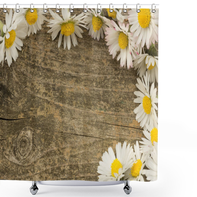 Personality  Daisies On A Wooden Board Shower Curtains