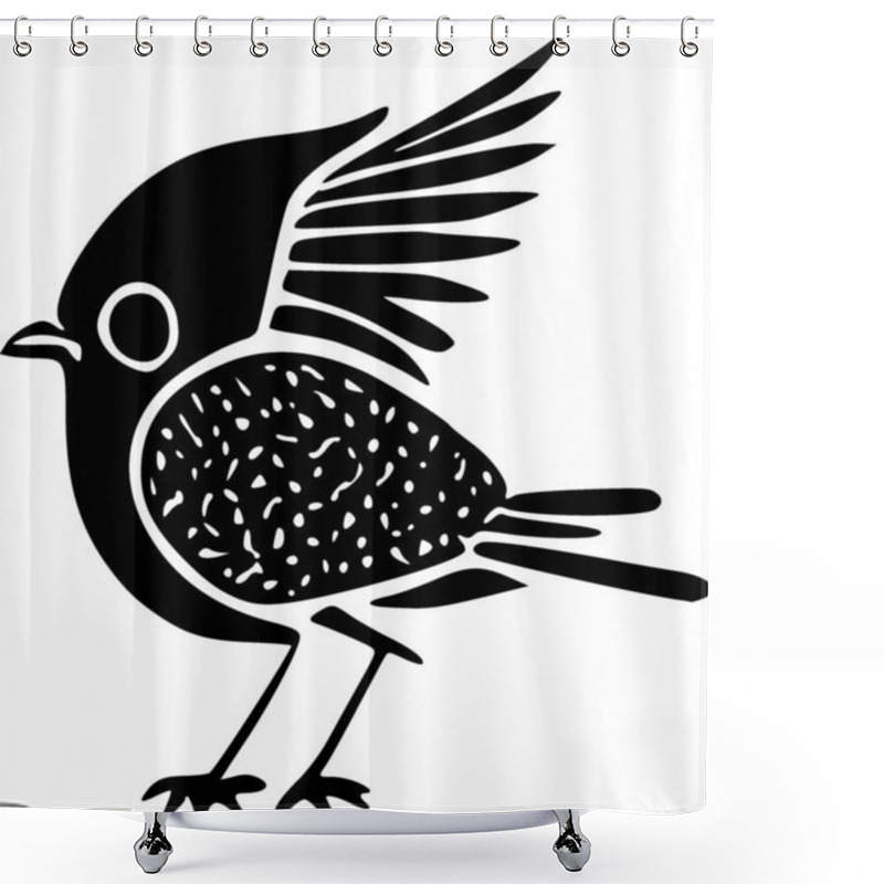 Personality  Black And White Of Illustration Of A Bird Shower Curtains