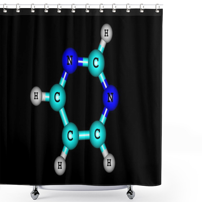 Personality  Pyrimidine Molecule Illustration Isolated On Black Shower Curtains