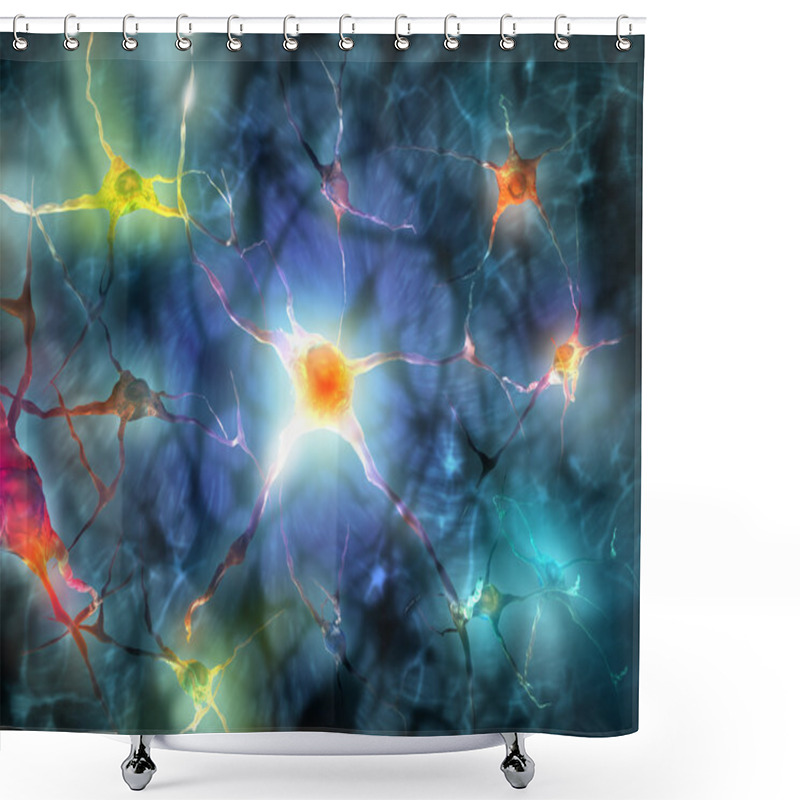 Personality  Illustration Of A Nerve Cell Shower Curtains