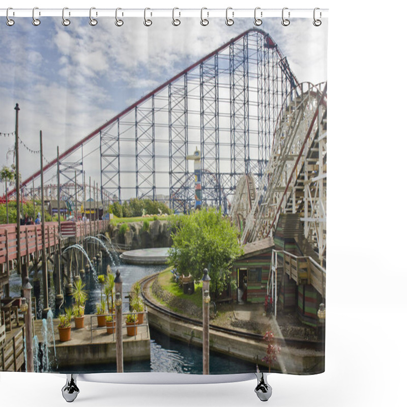 Personality  BLACKPOOL, UNITED KINGDOM - JUNE 24: Big One Rollercoaster At Blackpool Pleasure Beach On June 24, 2014  Shower Curtains