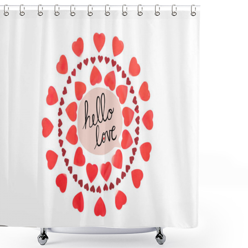 Personality  Top View Of Circles Made Of Red Heart Symbols Isolated On White With 