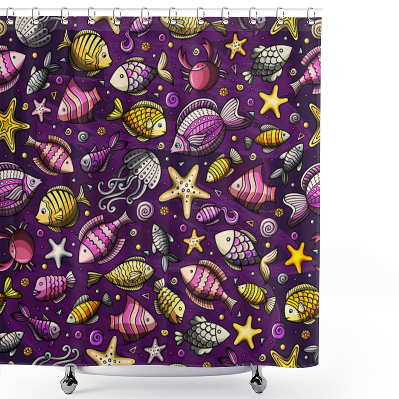 Personality  Cartoon Under Water Life Seamless Pattern Shower Curtains