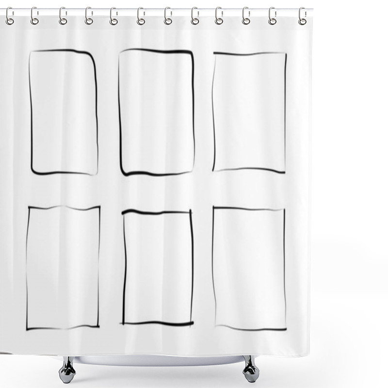 Personality  Hand Drawn Frame Square Double Thin Line Pictogram Symbol Visual Illustration Set Shower Curtains