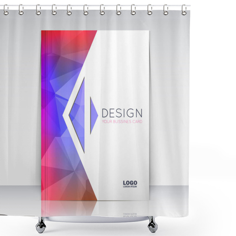 Personality  Abstract Composition. Blue, Pink Polygonal Texture. Triangle Part Trademark Construction. Lines Plexus Section. White Brochure Title Sheet. Creative Arrow Figure Icon Surface. Banner Form. Flyer Font. Shower Curtains