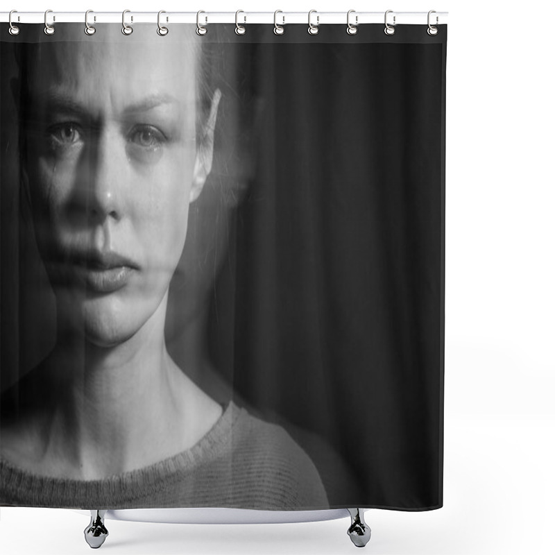 Personality  Young Woman Suffering From Severe Depression/anxiety/sadness Shower Curtains