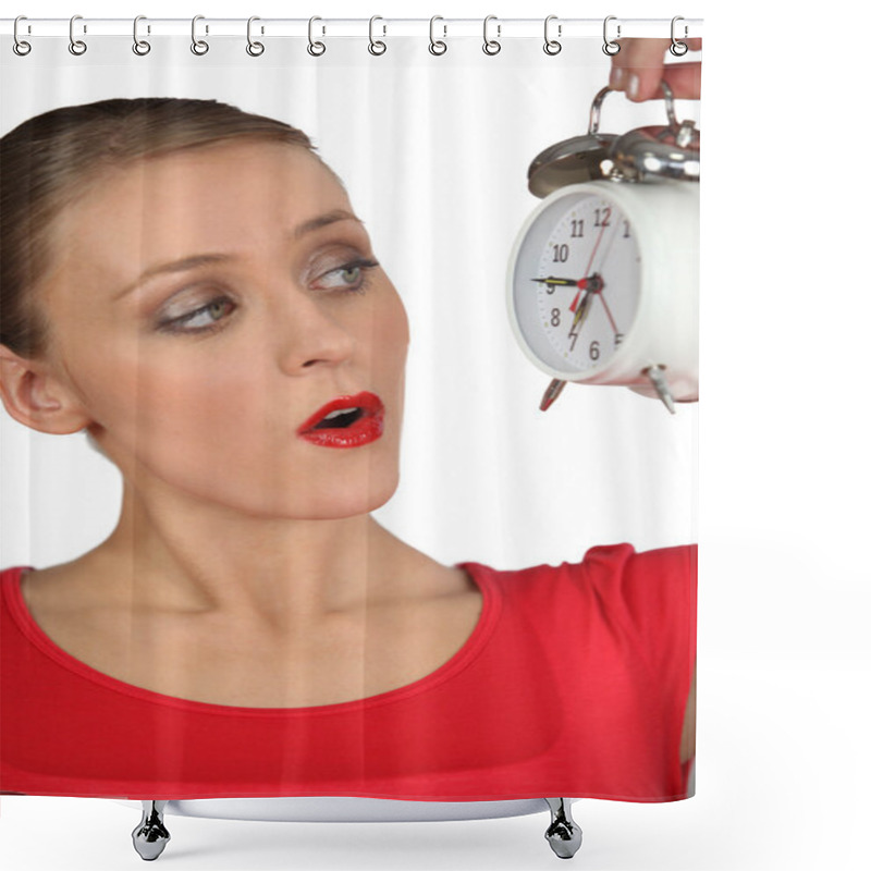 Personality  Woman Has Realized She Is Late Shower Curtains