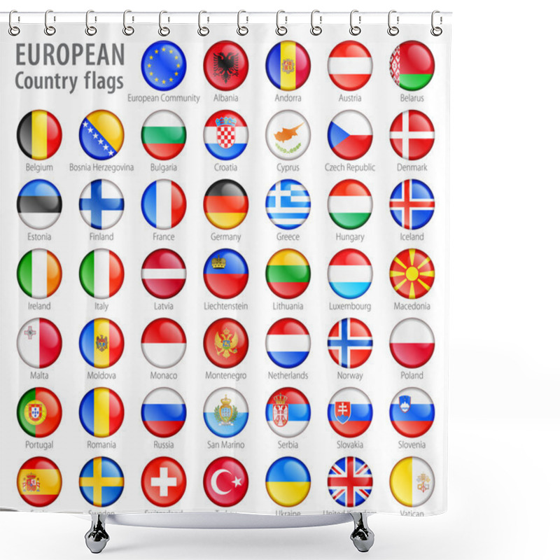 Personality  European National Flag Buttons Set Shower Curtains