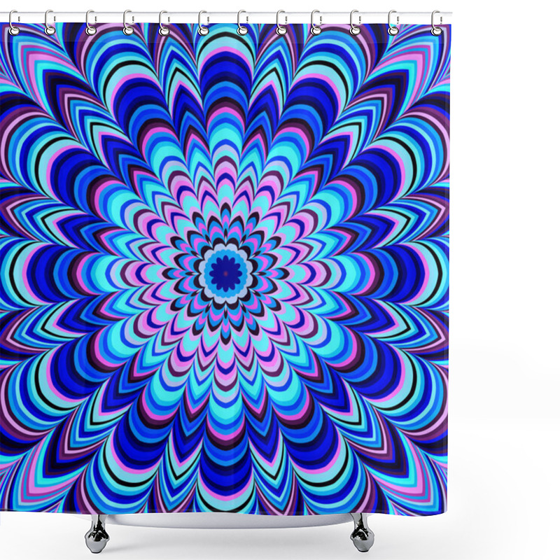 Personality  Neon Blue Geometric Mandala, Raster Shower Curtains