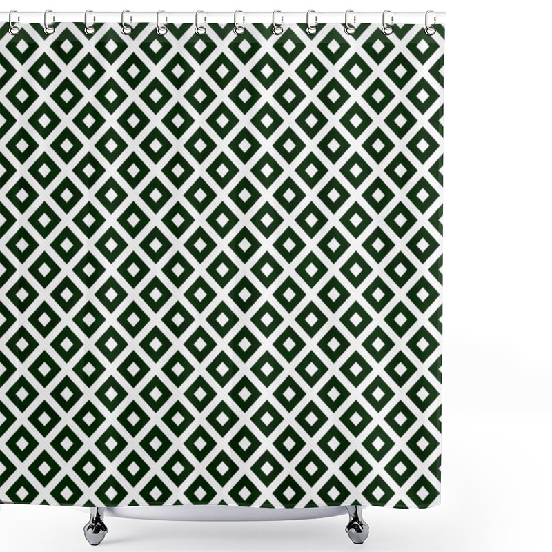 Personality  Green And White Diagonal Squares Tiles Pattern Repeat Background Shower Curtains