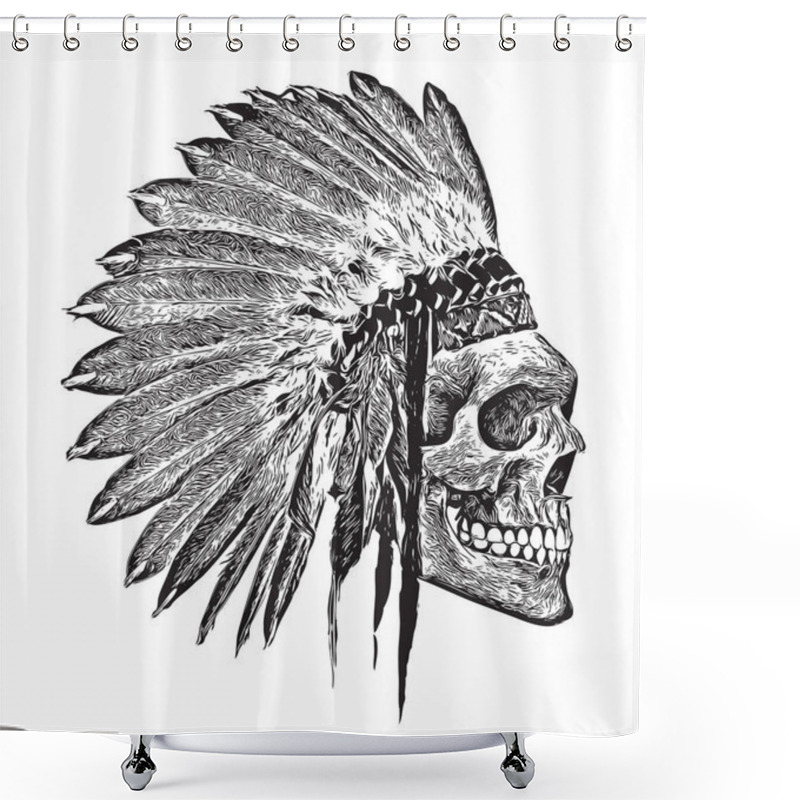 Personality  Skull With Indian Headdress Shower Curtains