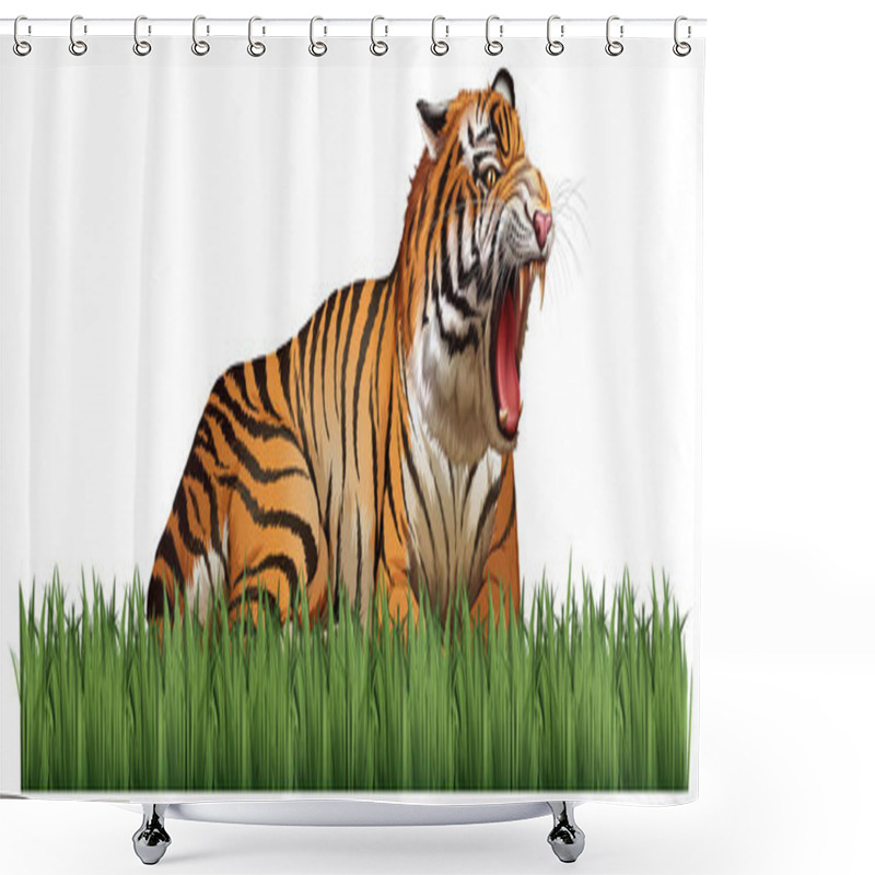 Personality  Wild Tiger Roars In The Field Shower Curtains