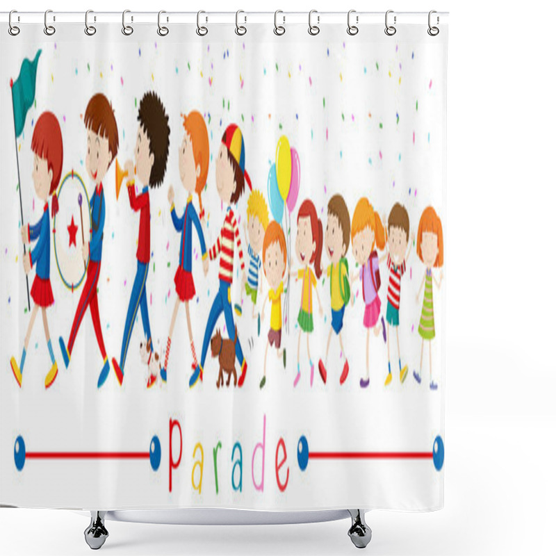 Personality  Children And The Band In The Parade Shower Curtains