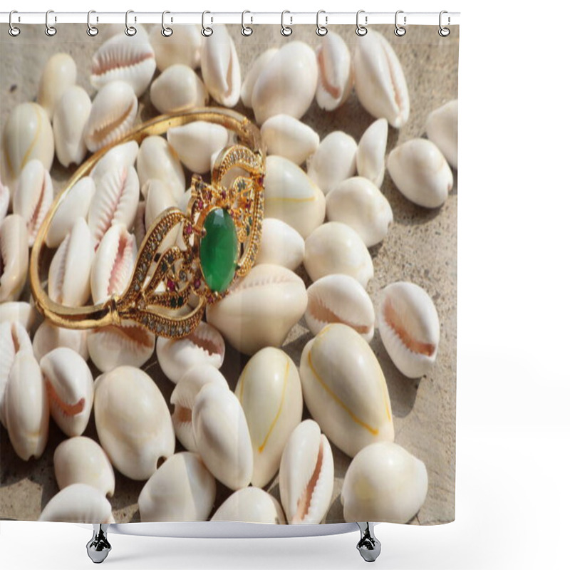 Personality  Adorned By Nature: Jewels On The Shell Shower Curtains