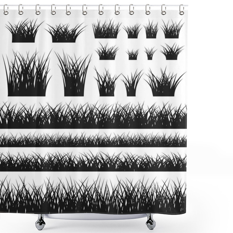 Personality  Grass Silhouette Seamless Pattern And Bushes Shower Curtains