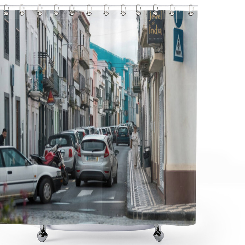 Personality  Architecture Details Street View At Ponta Delgada San Miguel Azores Portugal Shower Curtains