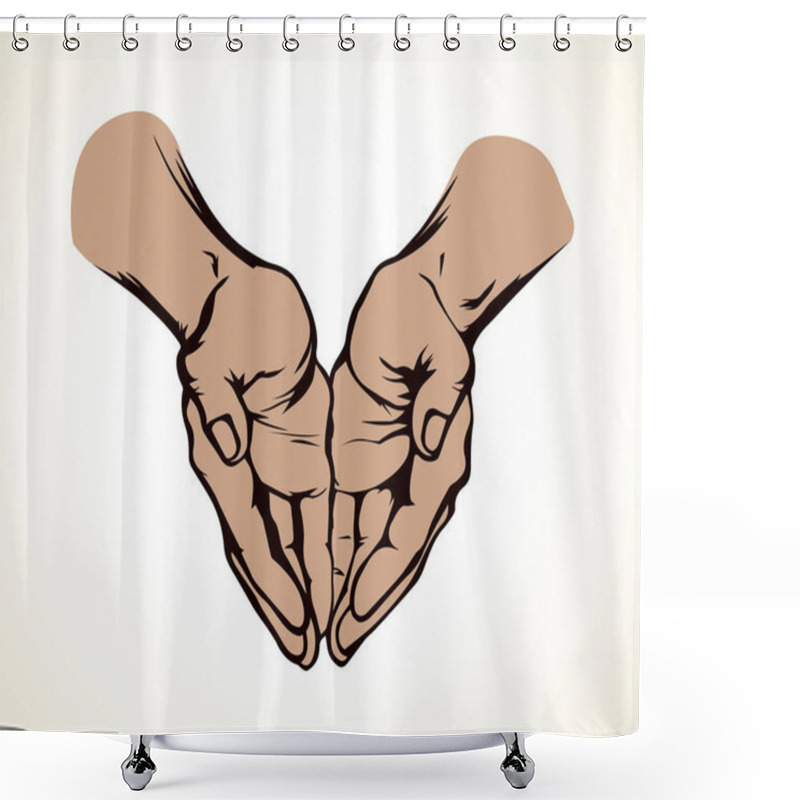 Personality  Praying Hands. Vector Drawing Shower Curtains