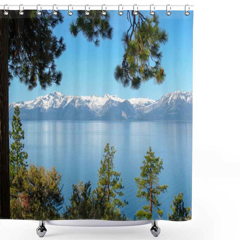 Personality  Beautiful View From Above Lake Tahoe, Sierra Nevada Shower Curtains