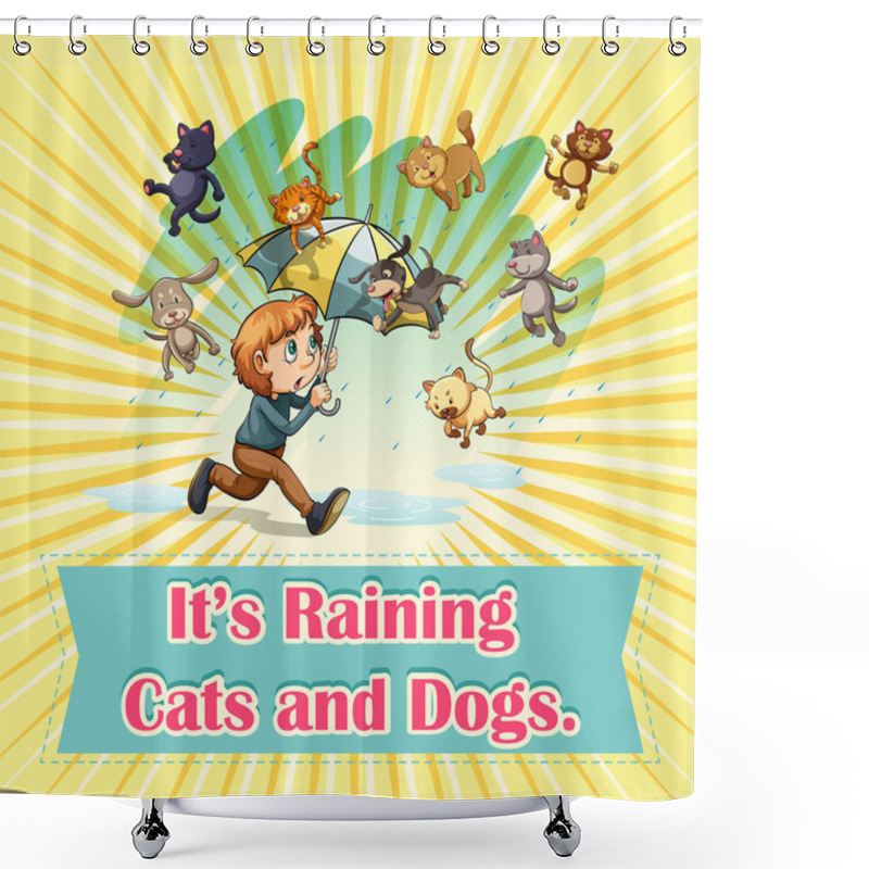 Personality  Raining Cats And Dogs Shower Curtains