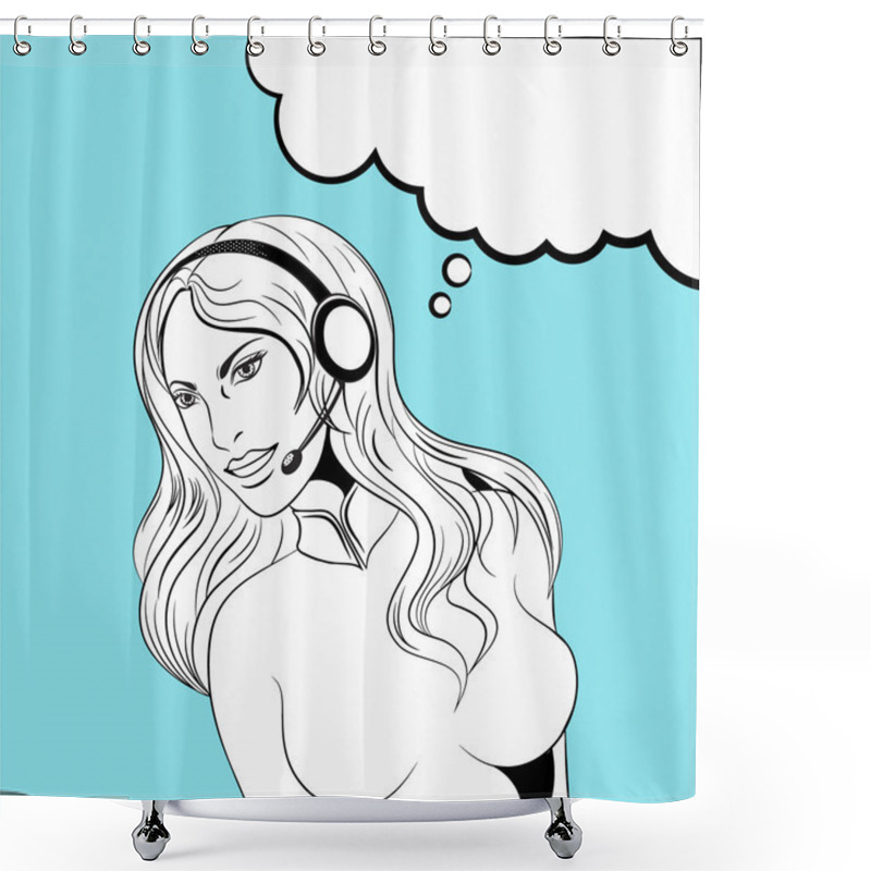 Personality  Switchboard Operator Pop Art Girl Shower Curtains