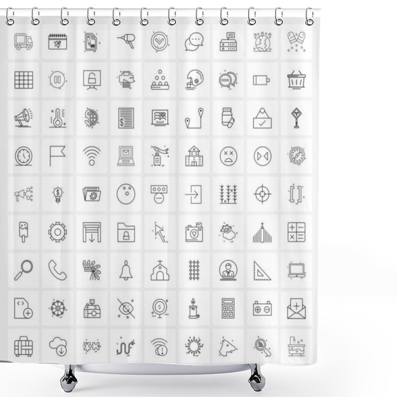 Personality  Set Of 81 Universal Line Icons Of Arrow, Driver, Year, Drill, Text Vector Illustration Shower Curtains