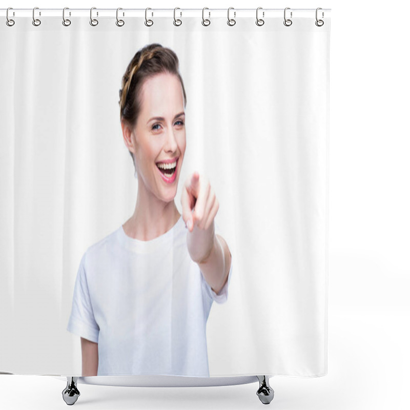 Personality  Woman Pointing At You Shower Curtains