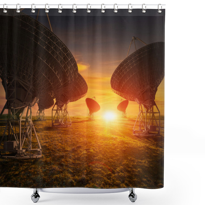 Personality  Satellite Dish View At Sunset Shower Curtains