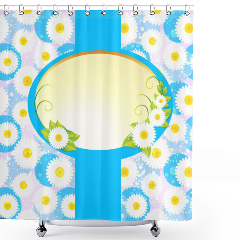 Personality  White Oval Frame On Floral Background Shower Curtains